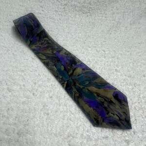 Halston Original 100% Polyester Tie Made in USA Purple Watercolor February
